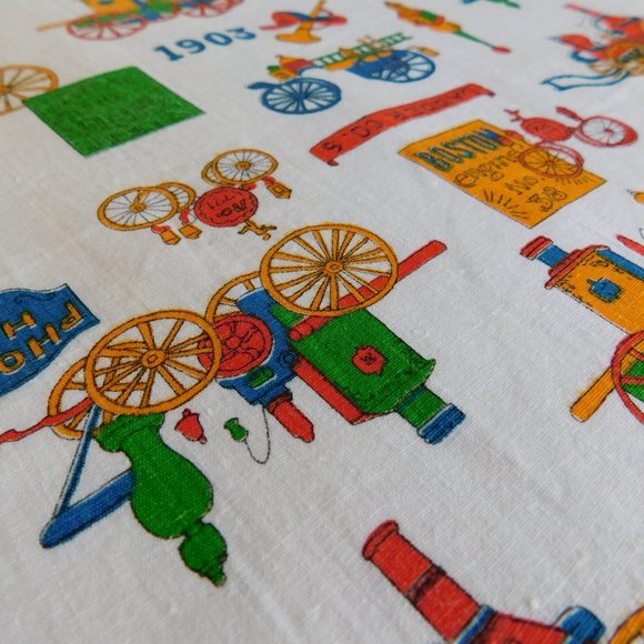 3 yds Boston engine Phoenix hose fireman cotton fabric vtg quilt sewing material - Picture 6 of 11